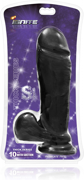 SI Ignite 10 inch Thick Cock with Balls and Suction Cup, black